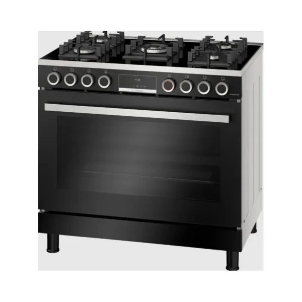 Bosch Series 6 Cooker 90 * 60 cm 5 Burners Cast Iron Digital Screen Full Safety HJY5G7V61S