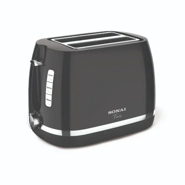 Sonai Flair Toaster With 3 Functions, 2 Slices, 870 Watt, 6 Levels, Black - SH-1820