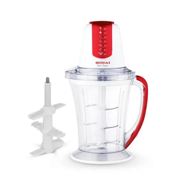 Sonai Chopper 700 Watt 1.5L 6 Blades with Garlic Peeling Attachment MAR-3077 RED