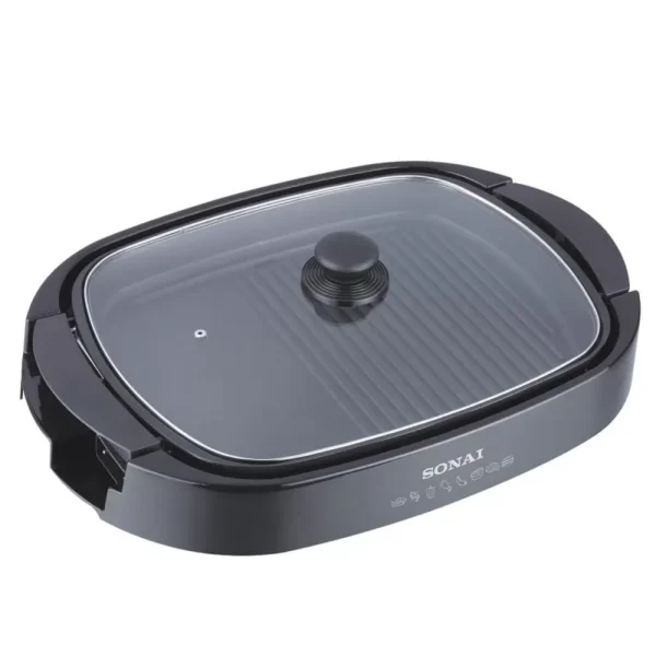Sonai Grill 1500 Watt with Glass Lid Non-Slip Feature Black MAR-610